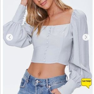Forever 21 Button Front Peasant Crop Top